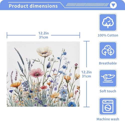 Xigua Wildflowers Washcloths Set of 2 12x12 Inch