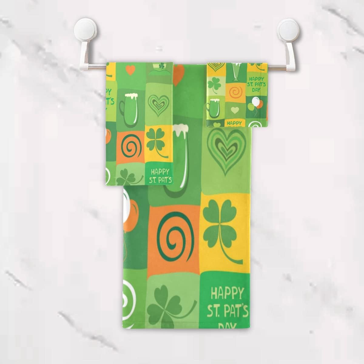 St Patricks Day Shamrock Bath Towels Set