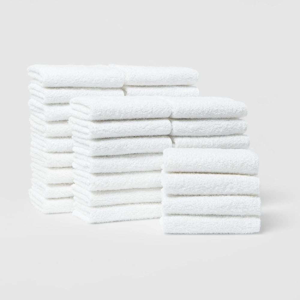36-Piece Washcloth Hand Towel Set White 12x12