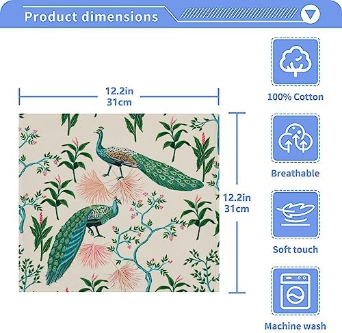 YETASBIN Peacock Feather Washcloths 2Pack