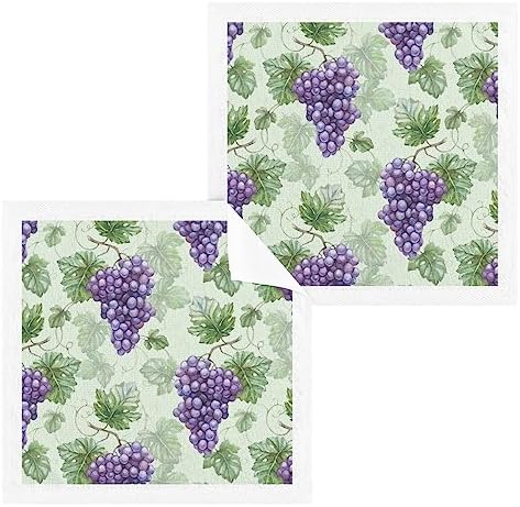 ALAZA Purple Grapes Cotton Washcloths Set 2 Pack