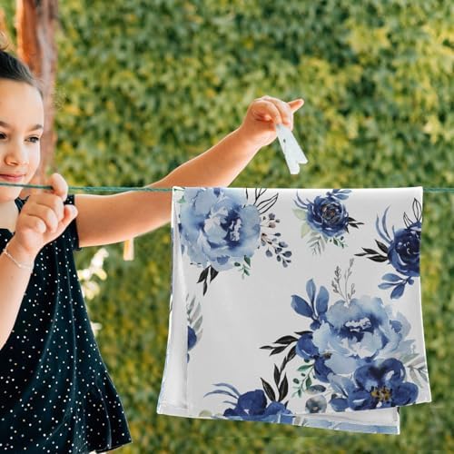 HUAZHIKOU Spring Navy Floral Hand Towels