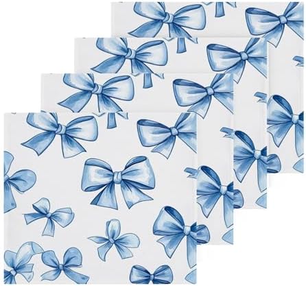 Xigua Blue Bows Washcloth Set of 2-12