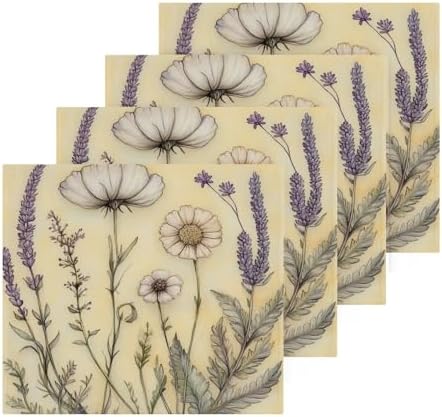Haskirky 4 Pack Lavender Washcloths - 12x12 Inches Soft Face Towels