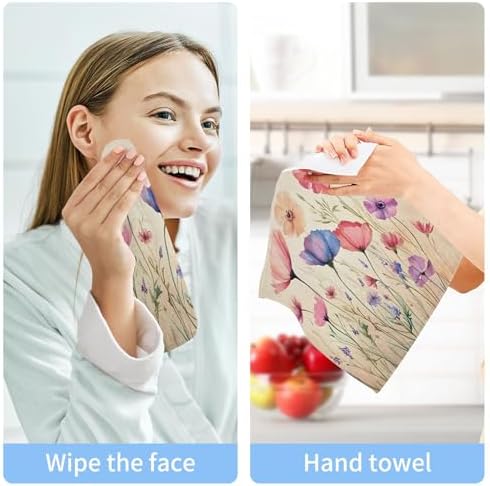Xigua Watercolor Wildflowers Washcloths Set of 2