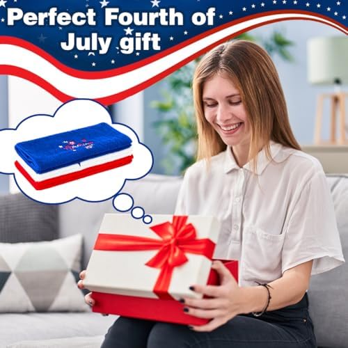 3 Pcs Patriotic 4th of July Hand Towels Red White Blue