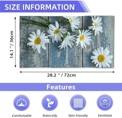 BIGXIUKA White Daisy Hand Towels Set of 2
