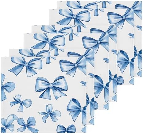 Xigua Blue Bows Washcloth Set of 2-12