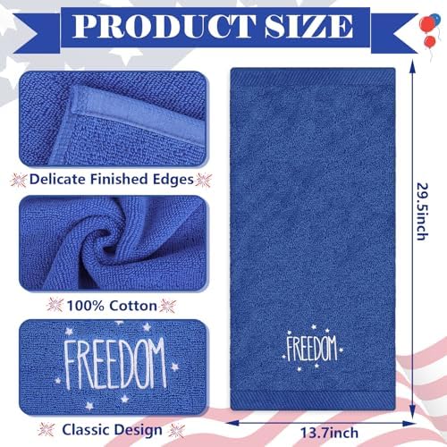 3Pcs Patriotic Hand Towels America Liberty Freedom Red Blue White
