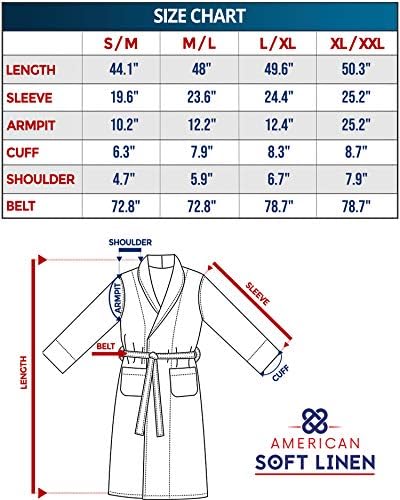 American Soft Linen MediumLarge Unisex Robe 6-Piece Towel Set Bundle Boho Vibes