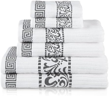 Superior 6-Piece Cotton Towel Set Greek Collection Durable and Soft