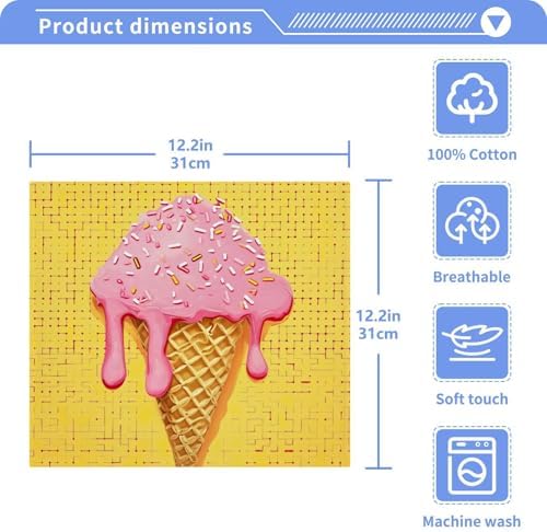 Ice Cream Cone Washcloths 2 Pack Soft Absorbent Towels