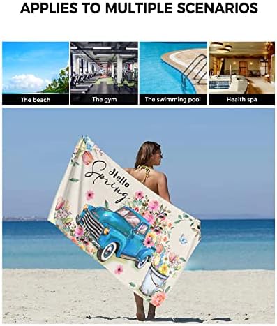 3-Piece Floral Blue Truck bath towel set