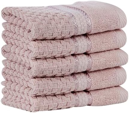 100 Cotton Soft Pink Washcloths Set of 5