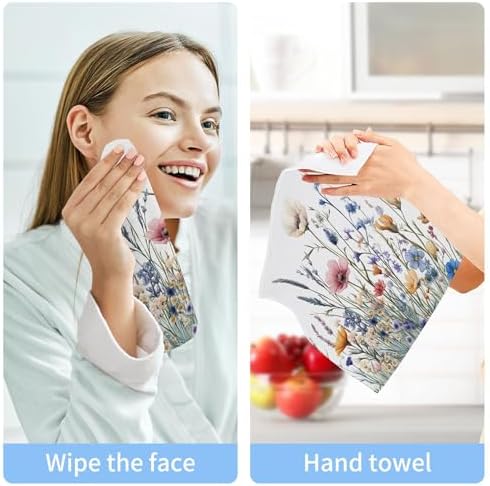 Xigua Wildflowers Washcloths Set of 2 12x12 Inch