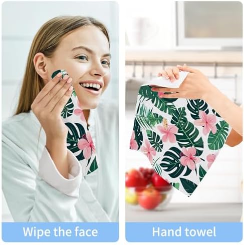 Tropical Leaves 4-Piece Cotton Washcloth Set
