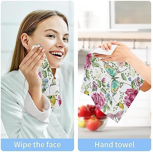 ALAZA Floral Roses Violets Washcloth Set
