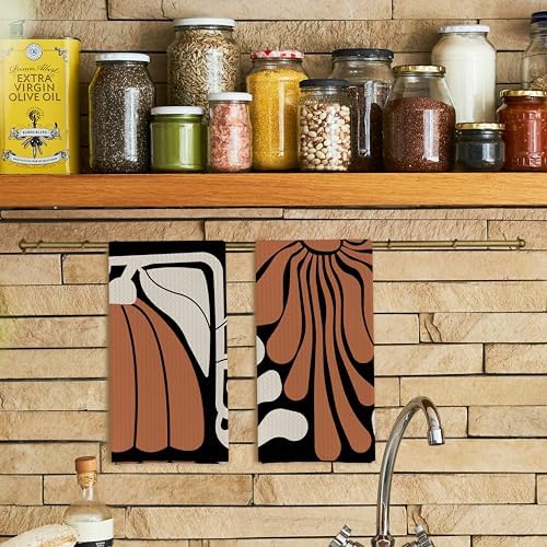 Premium 70s Groovy Floral Hand Towels 16x24 Set