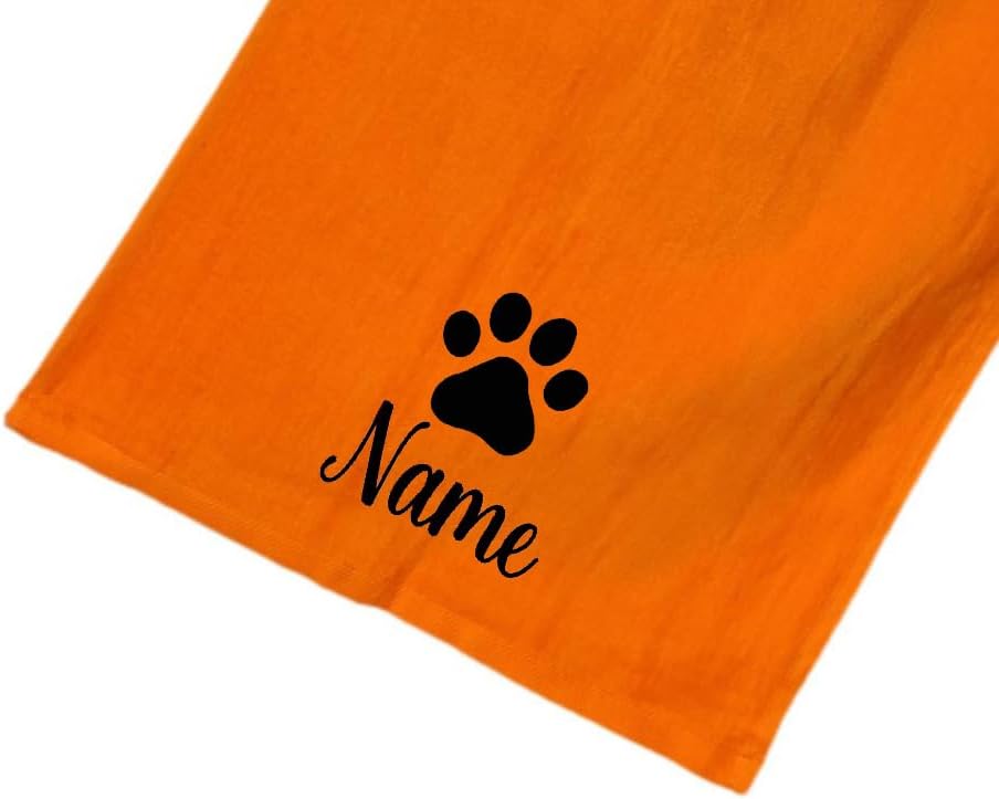 Personalized Dog Towel with Embroidered Name Clip Small Orange