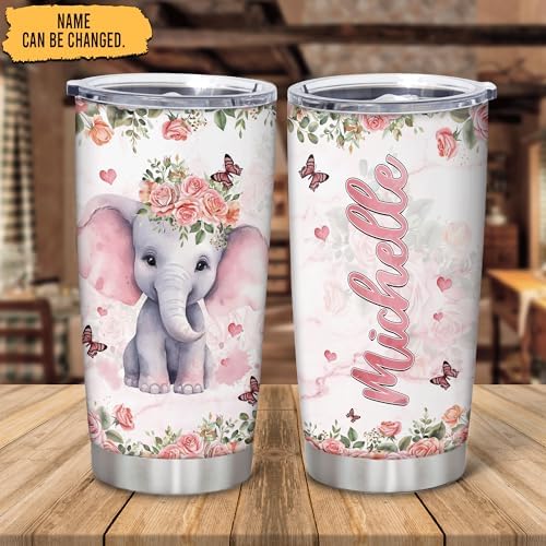 Personalized Elephant Tumbler Custom Design Gift for Kids and Adults