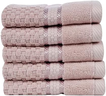 100 Cotton Soft Pink Washcloths Set of 5