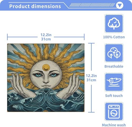 Xigua Sun and Eyes Washcloths Set of 2 12x12 Inch