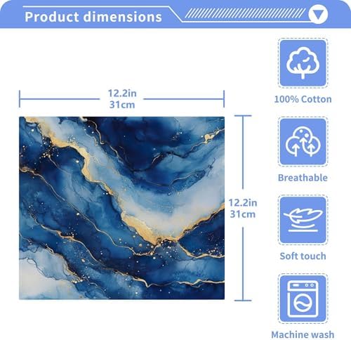 Xigua Blue and Gold Marble Washcloth Set - Fast Dry Multi-Purpose
