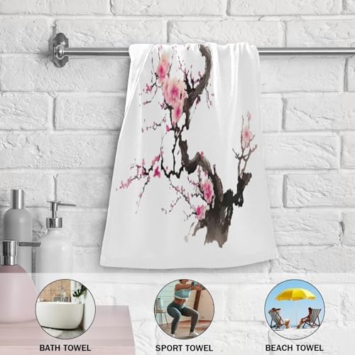 SUMNEESHA Pink Cherry Blossom Hand Towels Set of 2