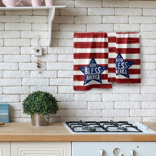 2 x USA Flag Towels Red Stripes Blue Star Patriotic Face Towels