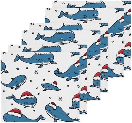 Xigua Blue Whales Washcloths Set of 2 - 12x12 Inch