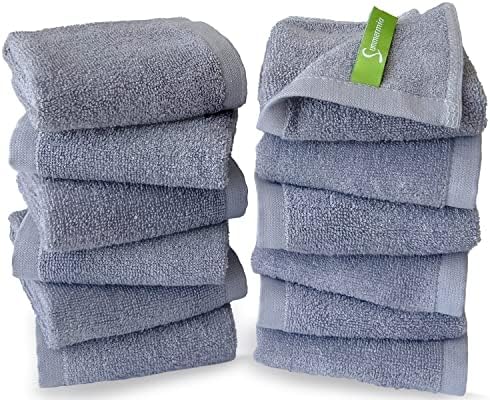12-Piece Washcloth Set - Bamboo Cotton Blend 13x13 for Adults Kids