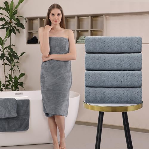 Ycosy 4-Piece Gray Bath Towel Set 35x70 Inches