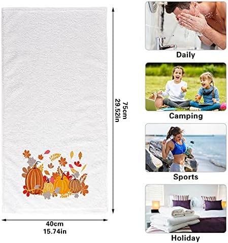 Autumn Leaves Pumpkins Hand Towels Fall Thanksgiving Red Orange Cotton Washcloths