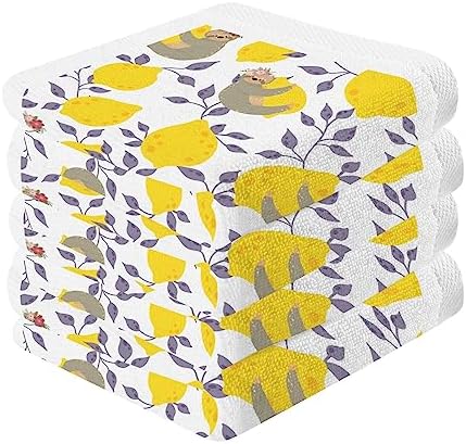 ALAZA Cute Sloths Yellow Lemons Towels
