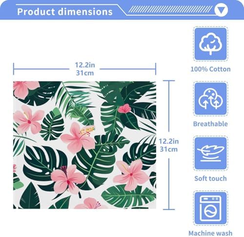Tropical Leaves 4-Piece Cotton Washcloth Set