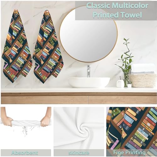 Book Hand Towels Set of 2 Soft Microfiber bath towels 28x14-inch