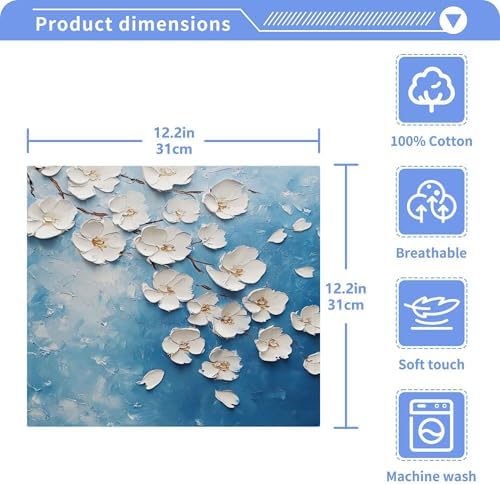 Xigua White Flowers Washcloth Set