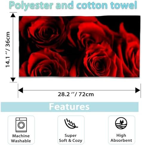 ultra-soft rose bath towels luxury polyester cotton elegant abstract red rose design