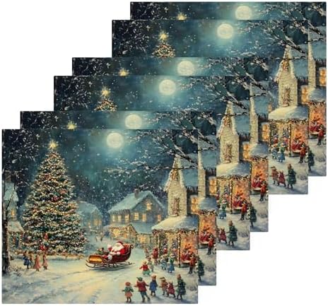 Xigua Christmas Night Scene Washcloths Set of 2 - 12x12 Inch