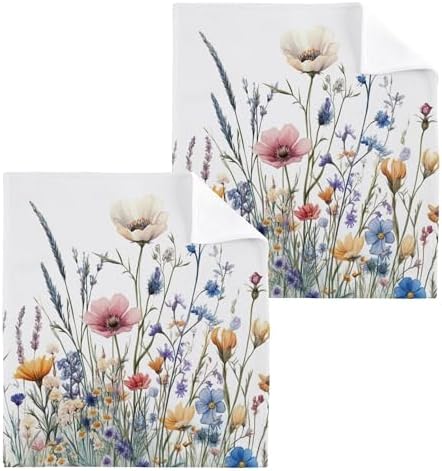 Xigua Wildflowers Washcloths Set of 2 12x12 Inch