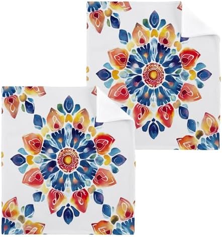 Stylish Mandala Washcloth Set Fast Drying Eco-Friendly for Home Kitchen