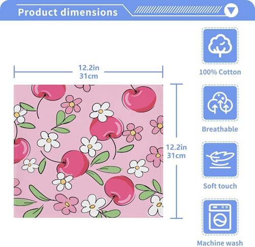 Xigua Cute Cherry Washcloths Set of 2 12x12 Inch