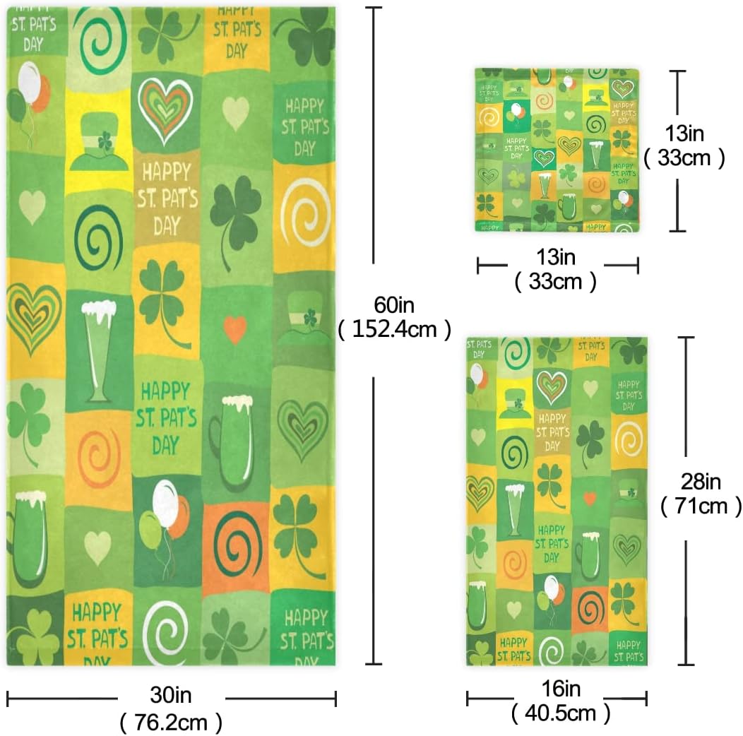 St Patricks Day Shamrock Bath Towels Set