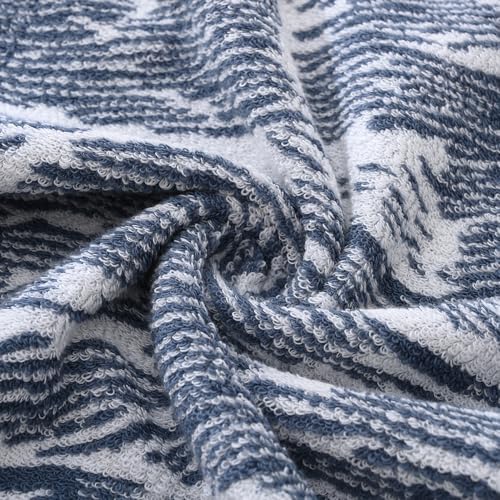 YiLUOMO 2-Piece Blue Cotton Zebra Towel Set