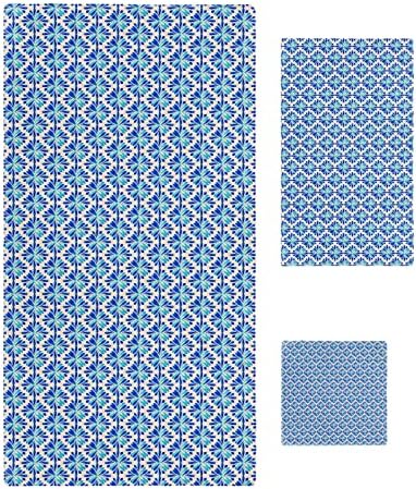 Boanket Blue Flowers 3-Piece Bath Towel Set