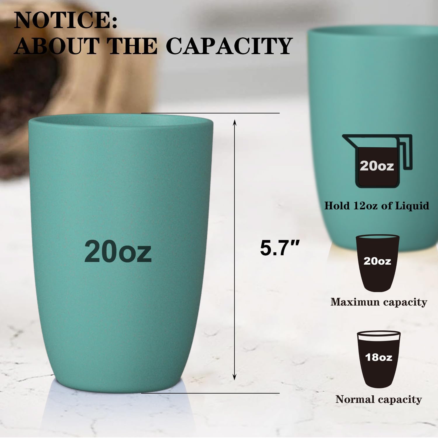 Homienly Wheat Straw Cups - 8-Piece Reusable Glassware