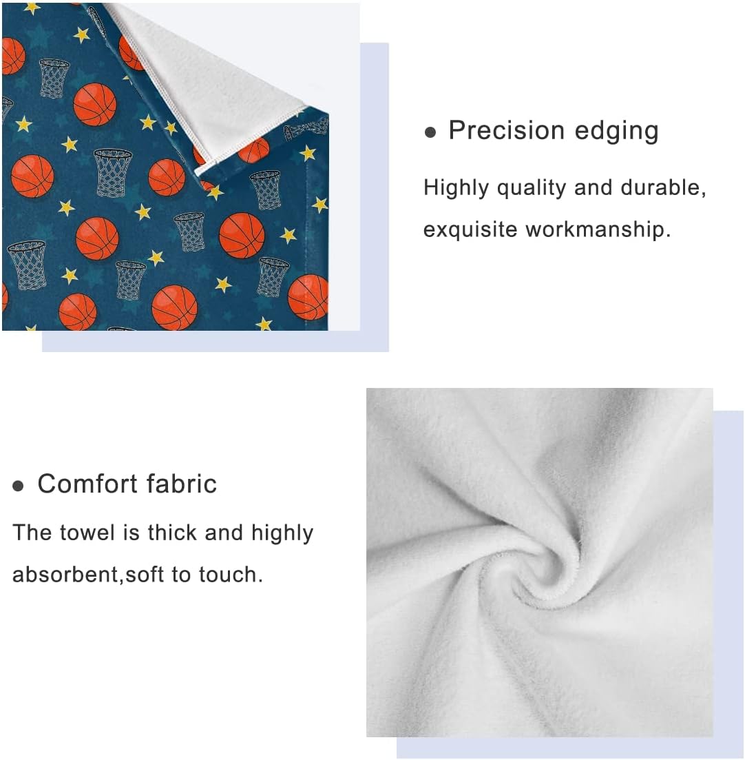DOMIKING Basketball Towel Set of 3 Pure Cotton Bath Towels
