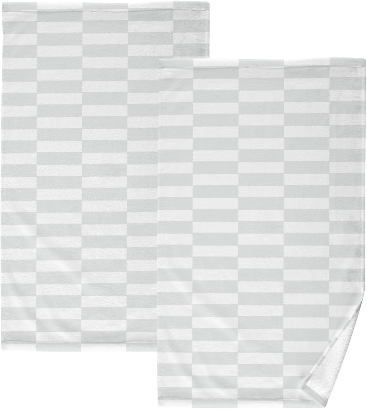 Stylish Plaid Bath Towels Set 2 x 16x28in Soft Durable
