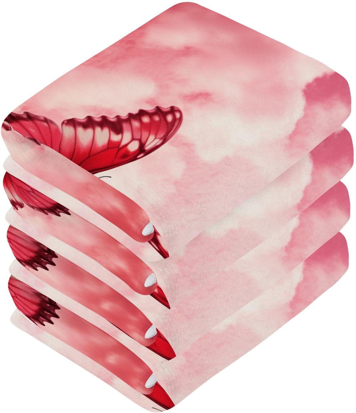 Soft Reusable Pink Butterfly Washcloths