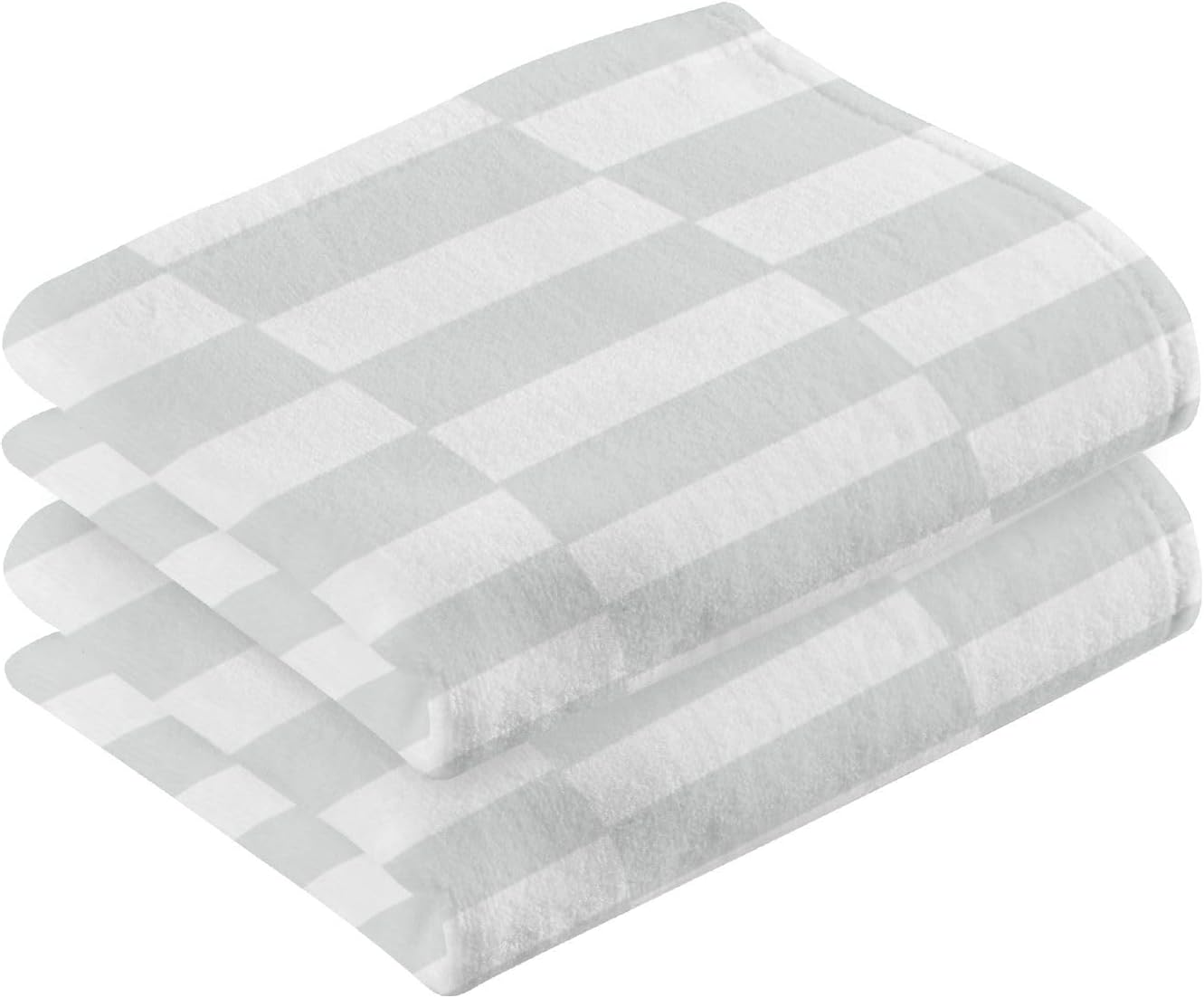 Stylish Plaid Bath Towels Set 2 x 16x28in Soft Durable